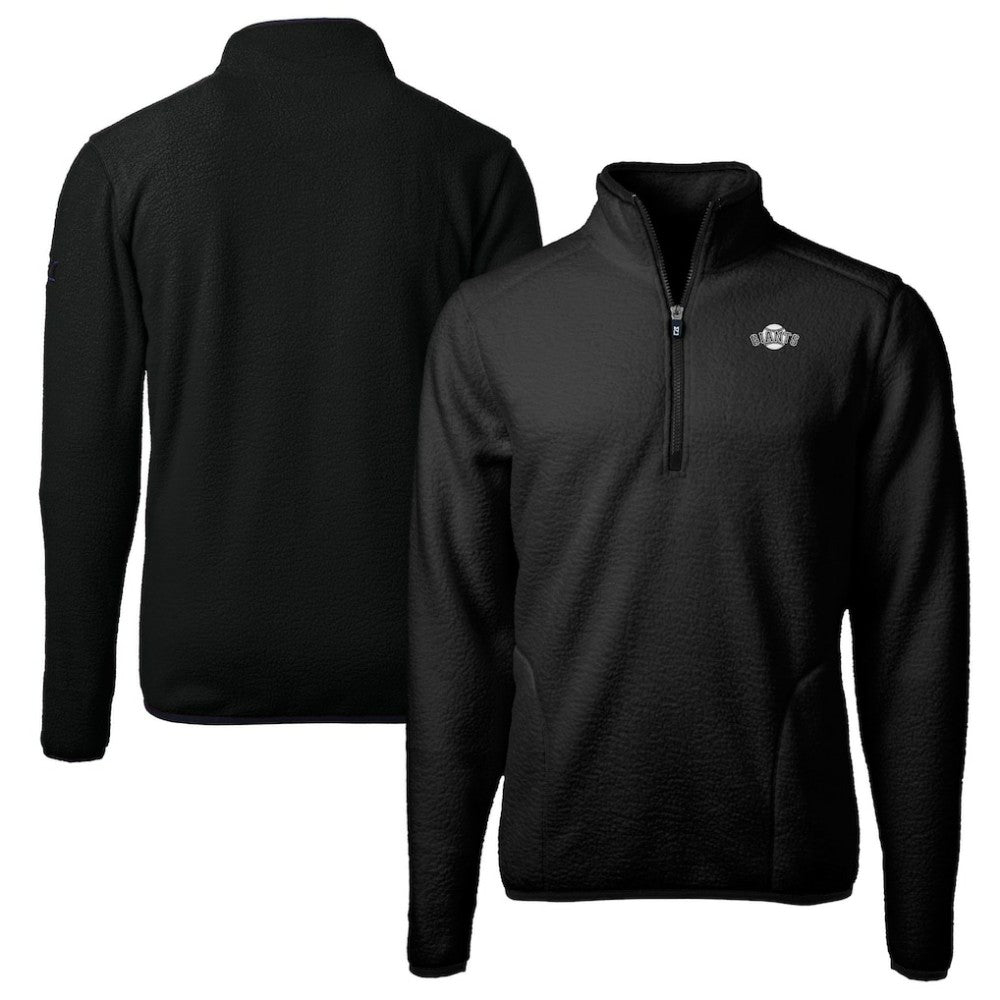 San Francisco Giants Cutter & Buck Big & Tall Cascade Eco Fleece Quarter-Zip Jacket - Black - MLB Discount