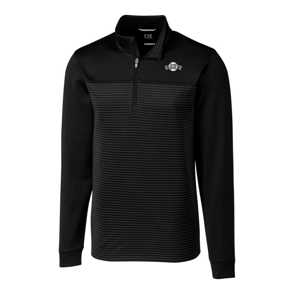 San Francisco Giants Cutter & Buck Big & Tall Traverse Stretch Stripe Eco Tri-Blend Quarter-Zip Top - Black - MLB Online