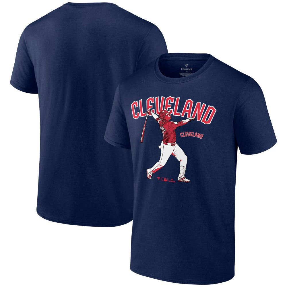 Jose Ramirez Cleveland Guardians Player Swing T-Shirt - Navy - MLB Lifestyle