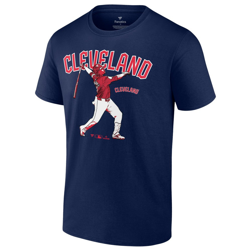 Jose Ramirez Cleveland Guardians Player Swing T-Shirt - Navy - MLB Lifestyle
