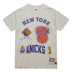 New York Knicks Hardwood Classics Legacy Defined Retro Championship T-Shirt Oatmeal | Mitchell & Ness US