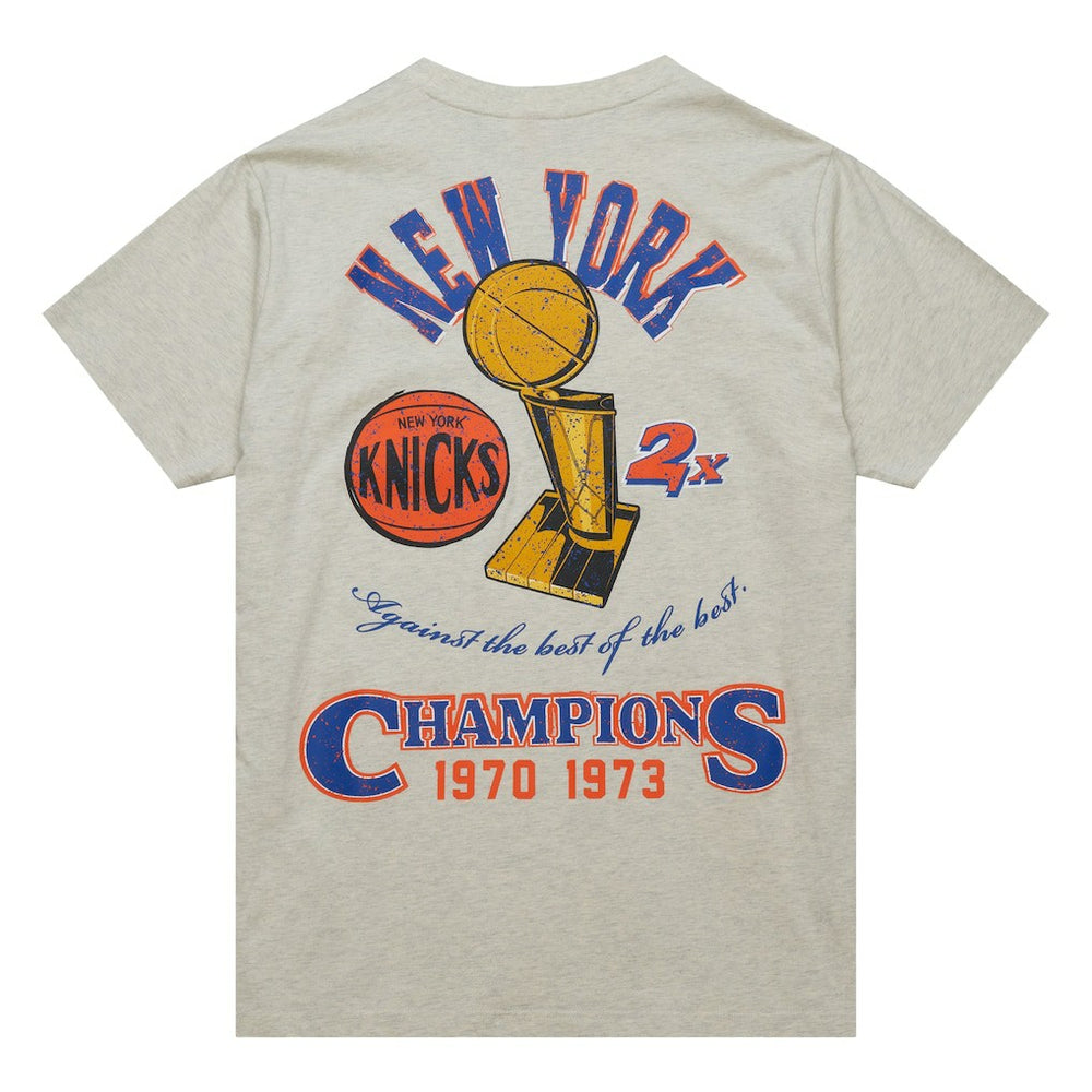New York Knicks Hardwood Classics Legacy Defined Retro Championship T-Shirt Oatmeal | Mitchell & Ness US