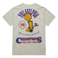Philadelphia 76ers Hardwood Classics Legacy Defined Retro Championship T-Shirt Oatmeal | Mitchell & Ness for sale