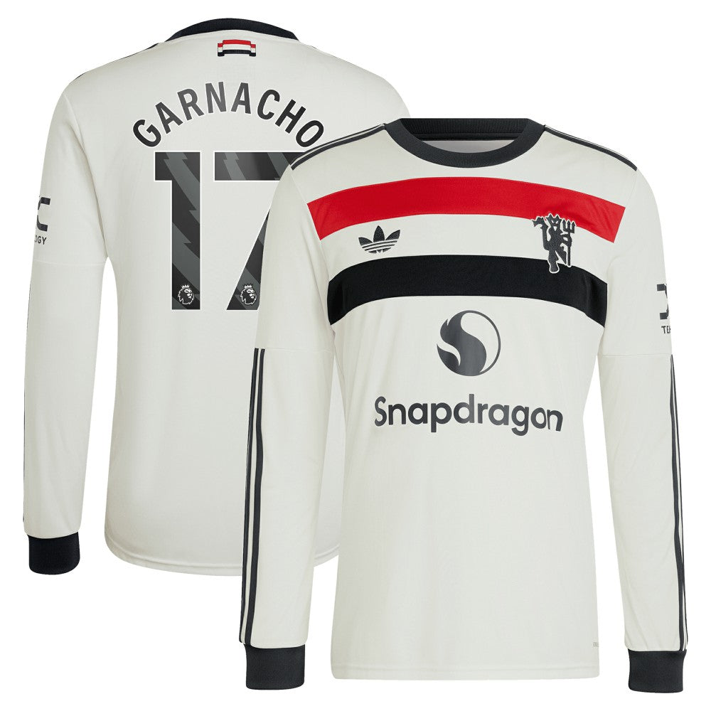 Alejandro Garnacho Manchester United Originals 2024/25 Third Replica Long Sleeve Jersey Cream - Adidas