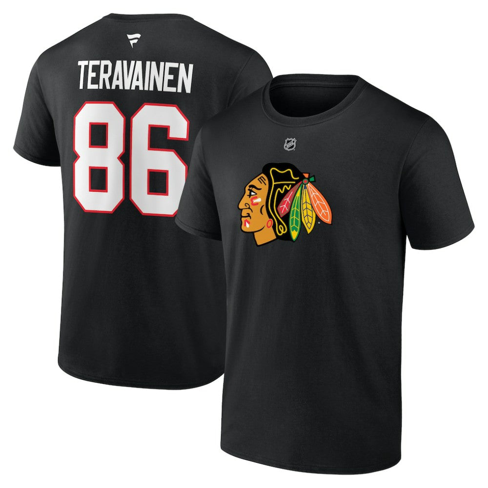 Teuvo Teravainen Chicago Blackhawks Fanatics Authentic Stack Name & Number T-Shirt - Black - NHL 202015348