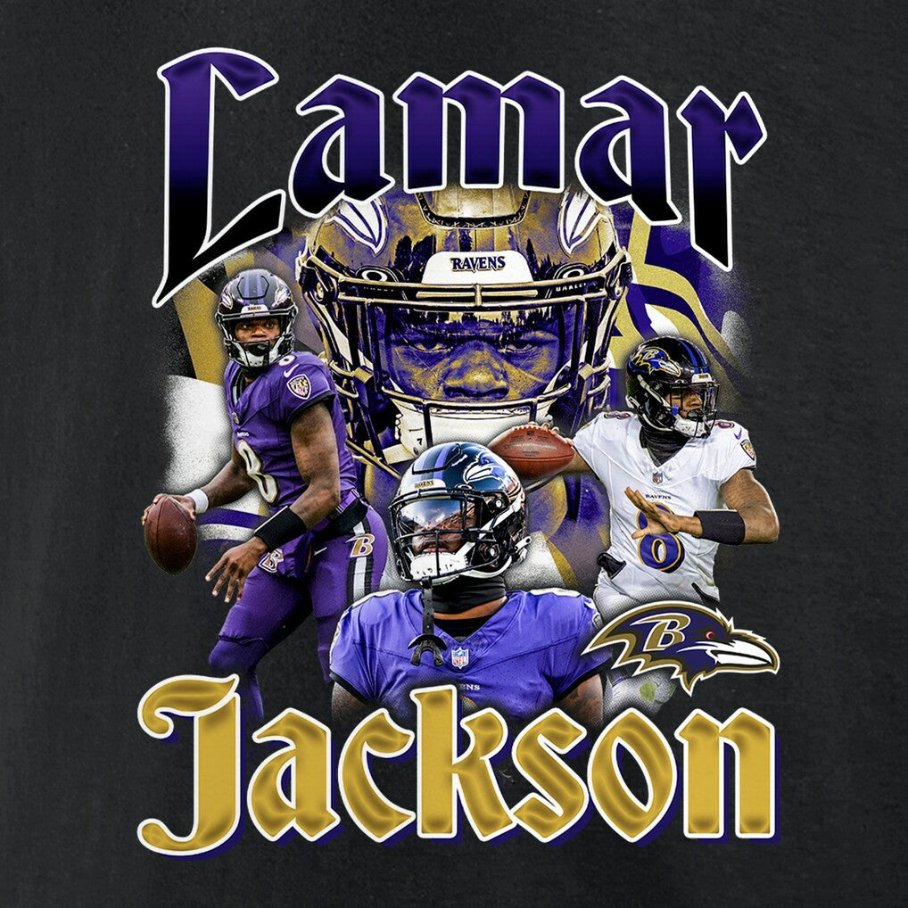Fanatics Lamar Jackson Baltimore Ravens Notorious Player Graphic T-Shirt Black