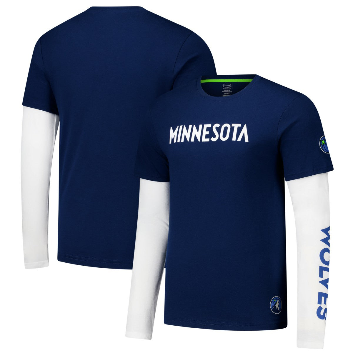 Minnesota Timberwolves Stadium Essentials Unisex Spectator Twofer Long Sleeve T-Shirt Navy