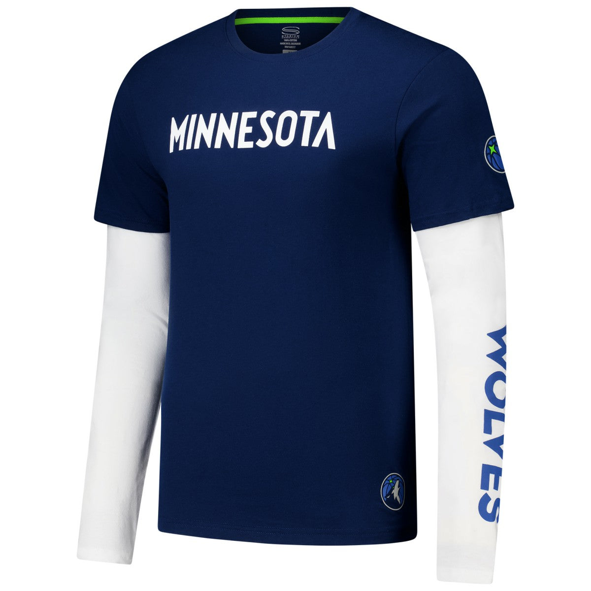 Minnesota Timberwolves Stadium Essentials Unisex Spectator Twofer Long Sleeve T-Shirt Navy