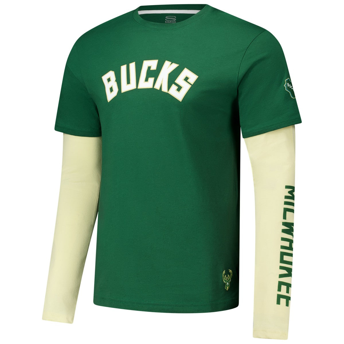 Milwaukee Bucks Stadium Essentials Unisex Spectator Twofer Long Sleeve T-Shirt Hunter Green