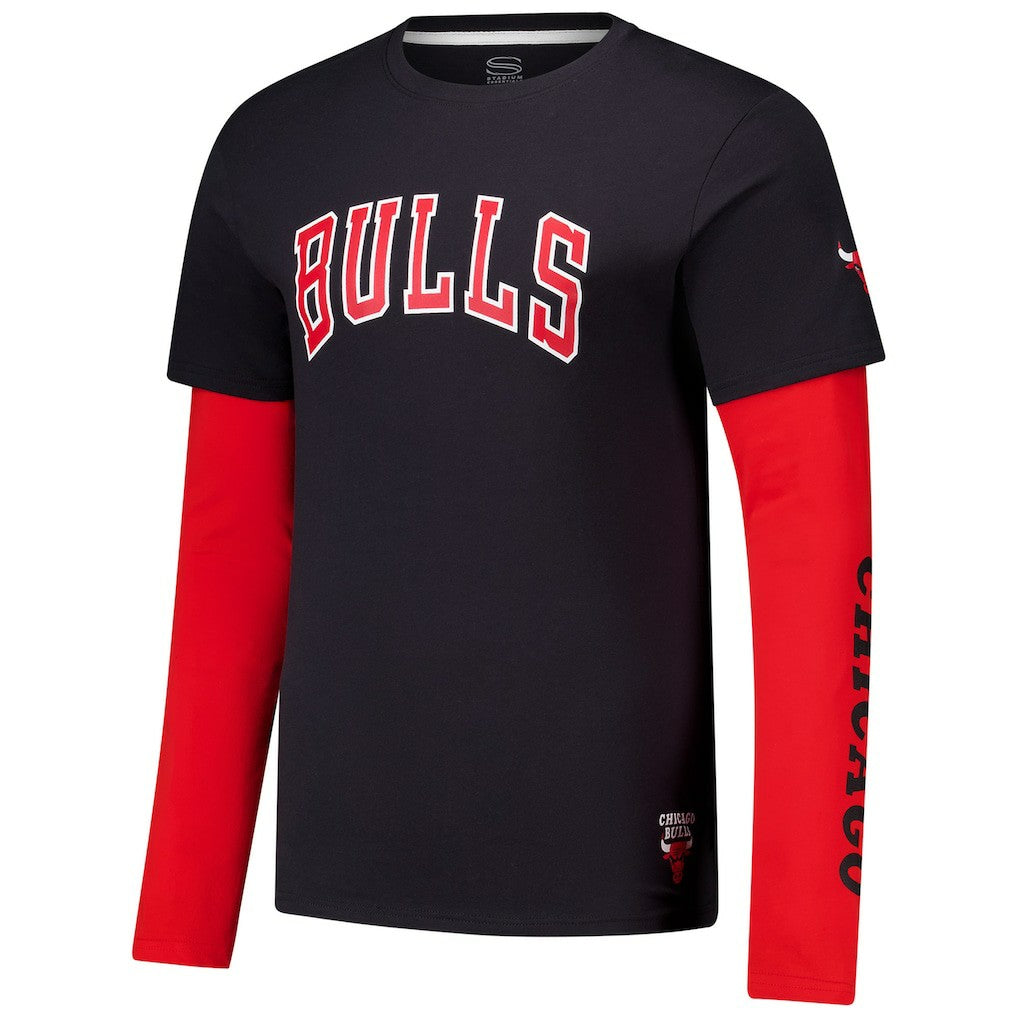 Chicago Bulls Stadium Essentials Unisex Spectator Twofer Long Sleeve T-Shirt Black
