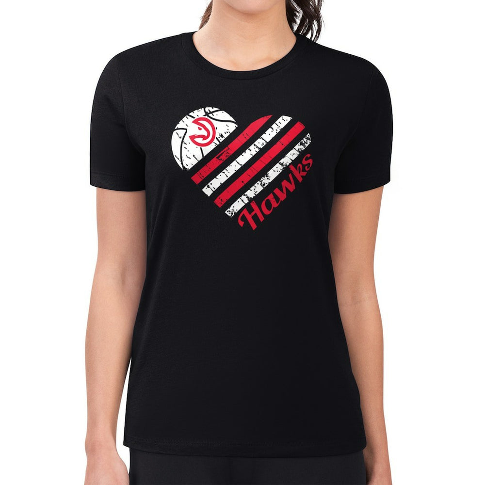 Atlanta Hawks G-III 4Her by Carl Banks Women's Super-Slim Fit Lightweight Heart Team T-Shirt Black