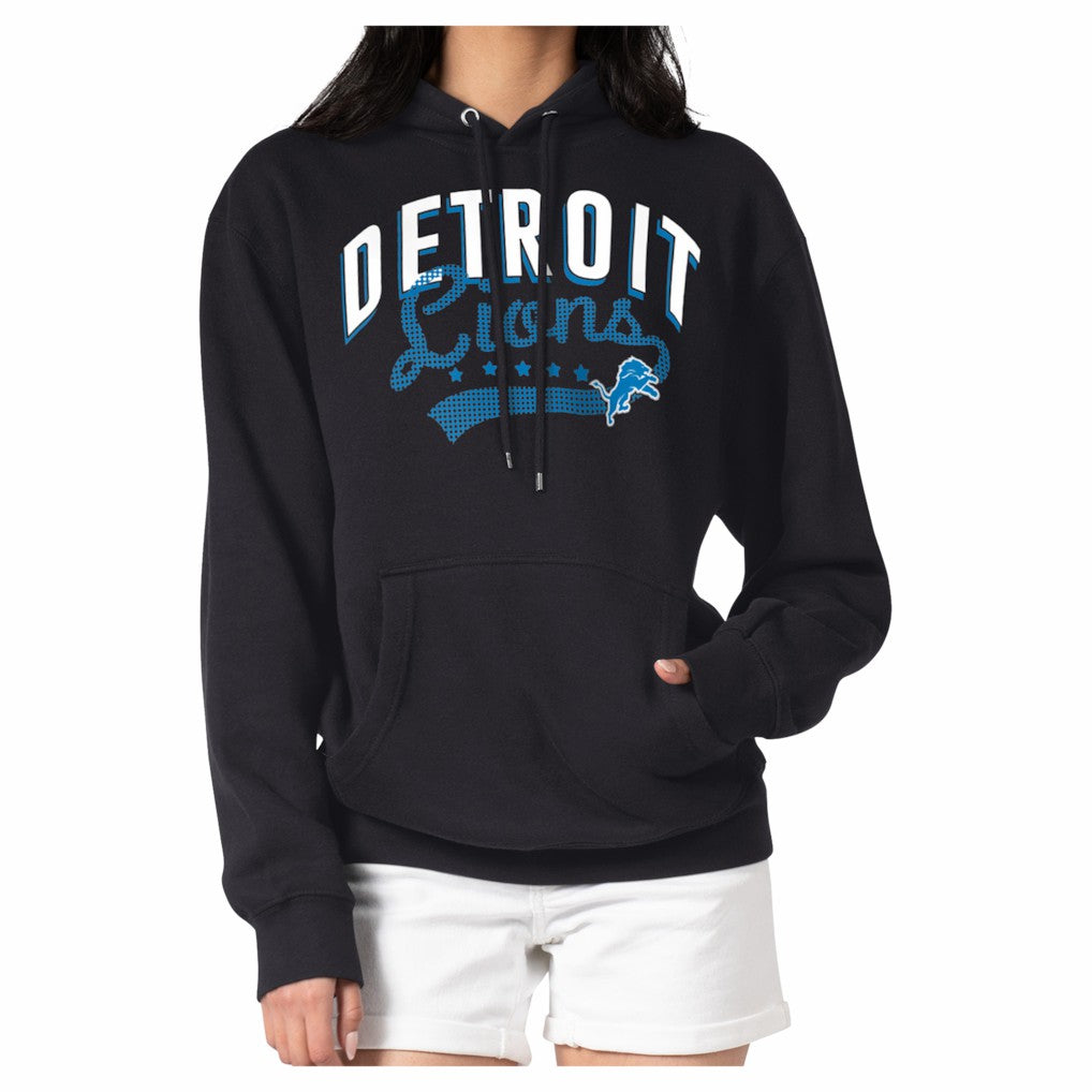 Detroit Lions G-III 4Her by Carl Banks Women's Filigree Fleece Tri-Blend Pullover Hoodie Black