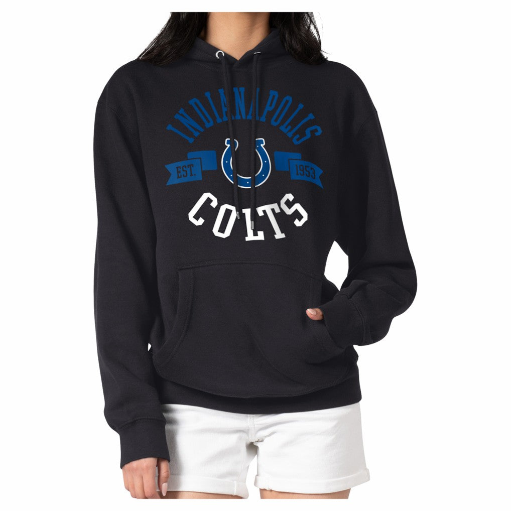 Indianapolis Colts G-III 4Her by Carl Banks Women's Round Team Logo Fleece Tri-Blend Pullover Hoodie Black