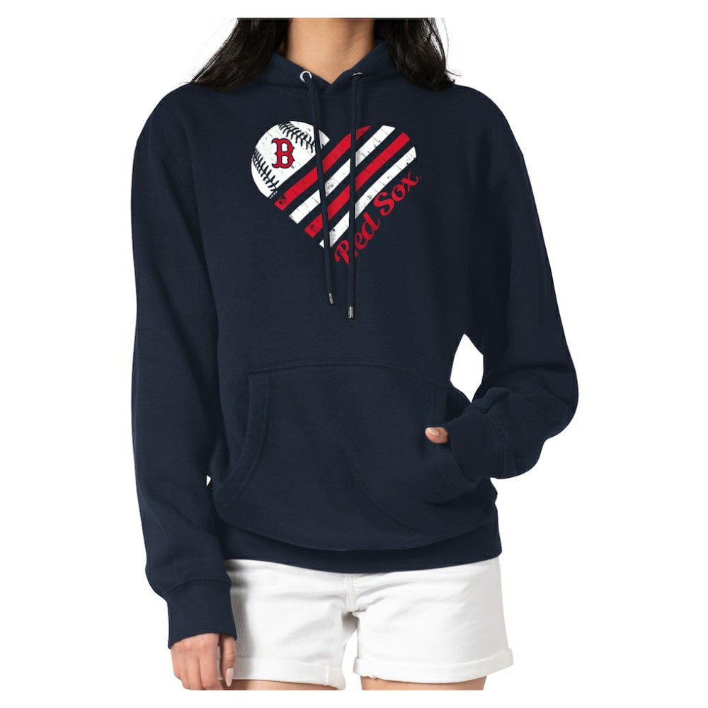 Boston Red Sox G-III 4Her by Carl Banks Women's Heart Graphic Pullover Hoodie - Navy - MLB on Sale