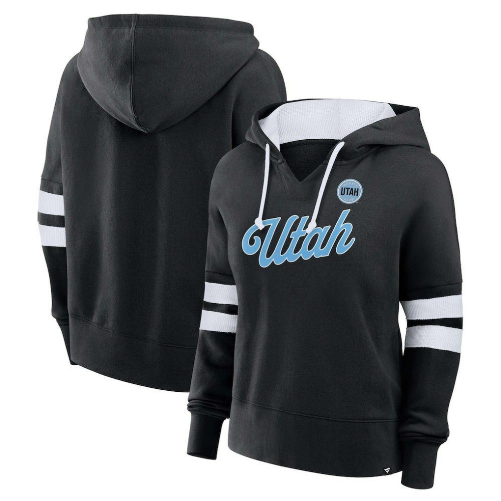 Utah Mammoth Fanatics Women's Oversized Seize V-Neck Pullover Hoodie - Black - NHL 202032882