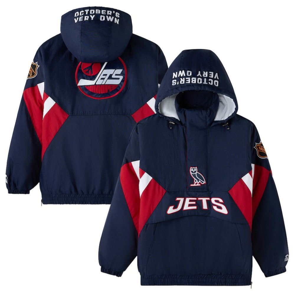 Winnipeg Jets OVO x Starter Half-Zip Hooded Jacket - Navy - NHL 202034617