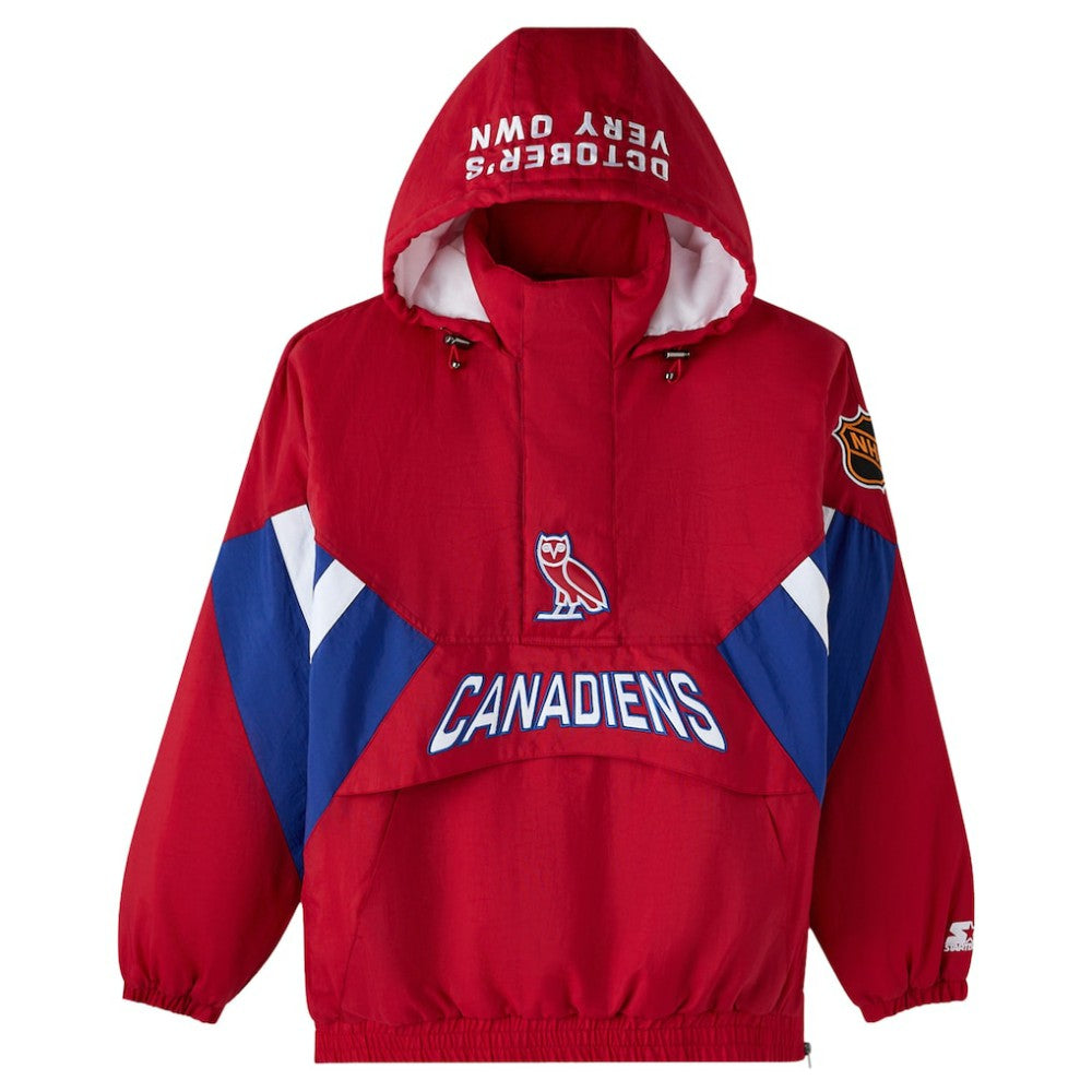 Montreal Canadiens OVO x Starter Half-Zip Hooded Jacket - Red - NHL 202034618