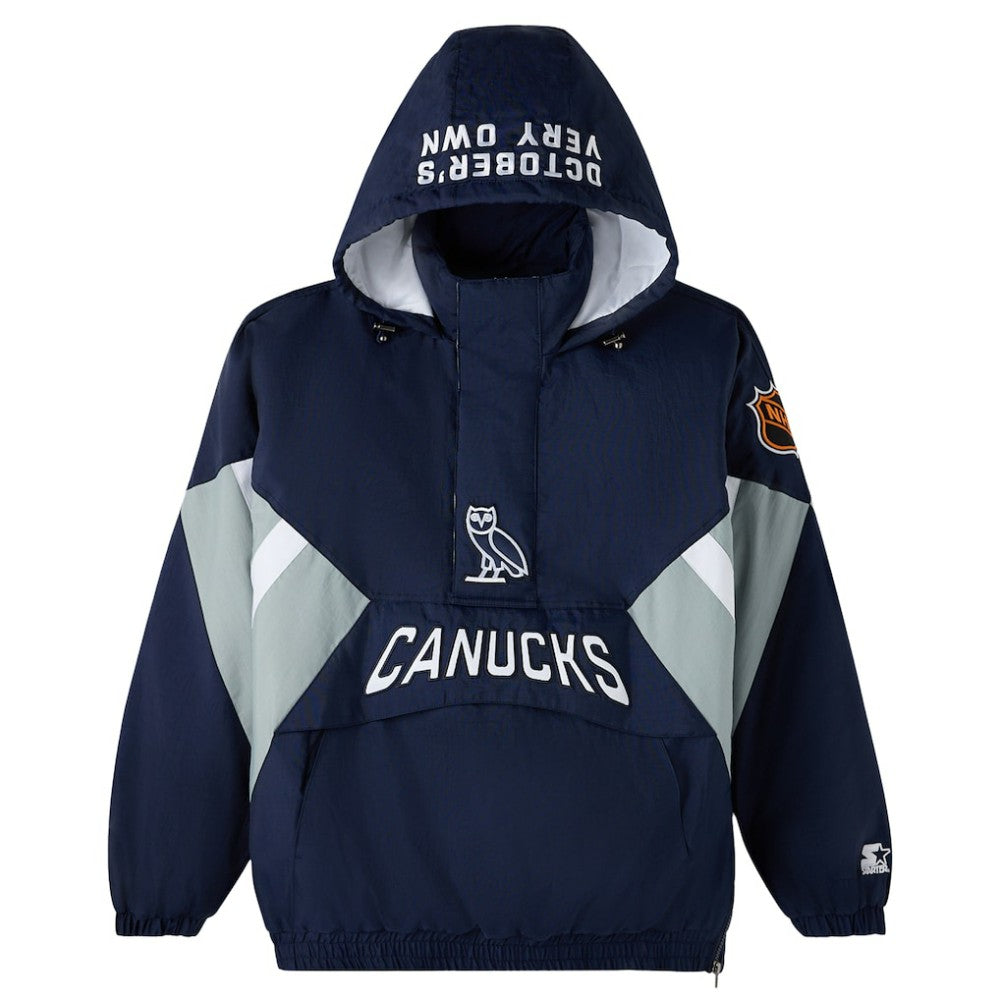 Vancouver Canucks OVO x Starter Half-Zip Hooded Jacket - Blue - NHL 202034621