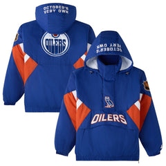 Edmonton Oilers OVO x Starter Half-Zip Hooded Jacket - Royal - NHL 202034622