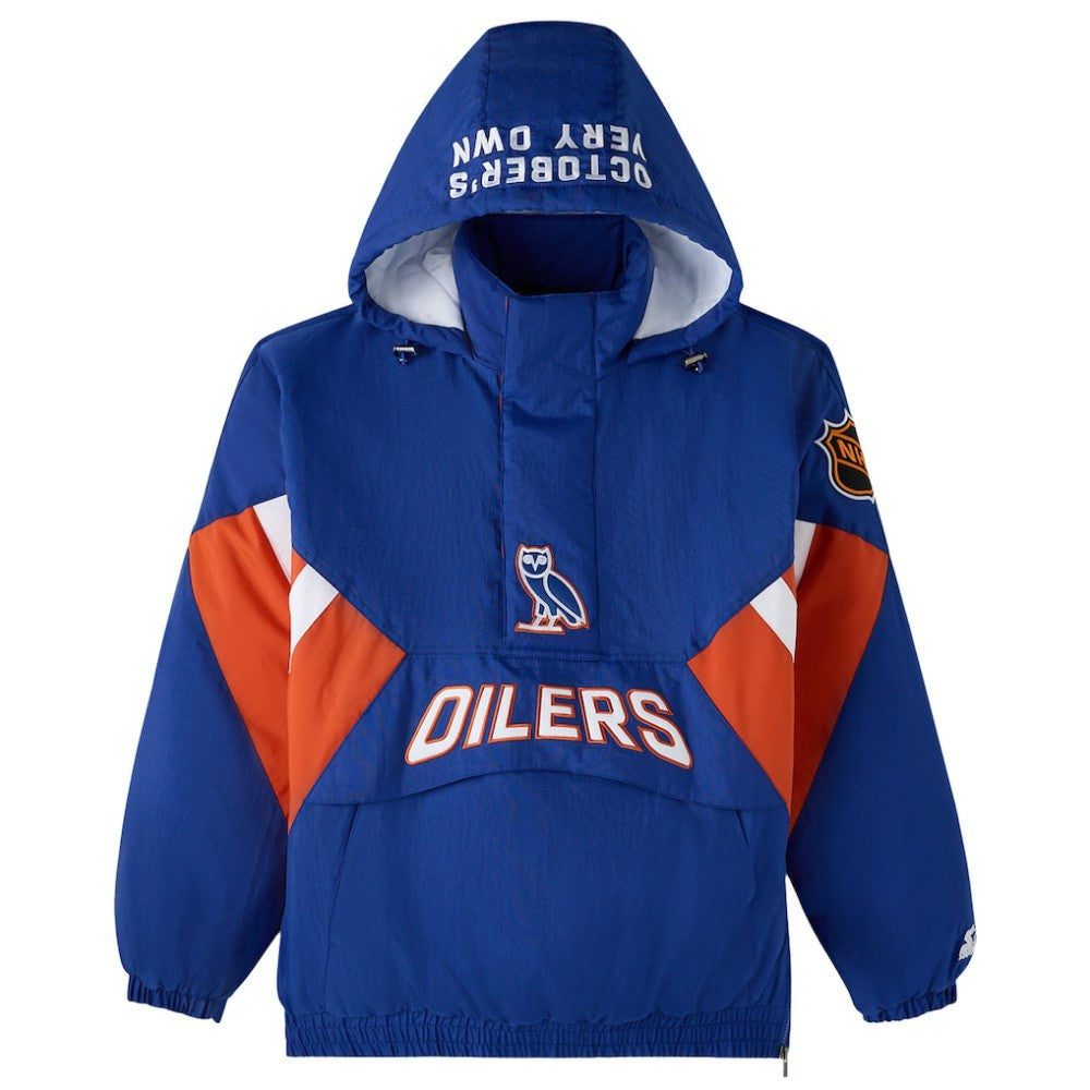 Edmonton Oilers OVO x Starter Half-Zip Hooded Jacket - Royal - NHL 202034622