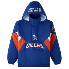 Edmonton Oilers OVO x Starter Half-Zip Hooded Jacket - Royal - NHL 202034622