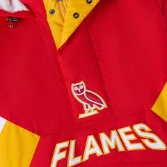 Calgary Flames OVO x Starter Half-Zip Hooded Jacket - Red - NHL 202034623