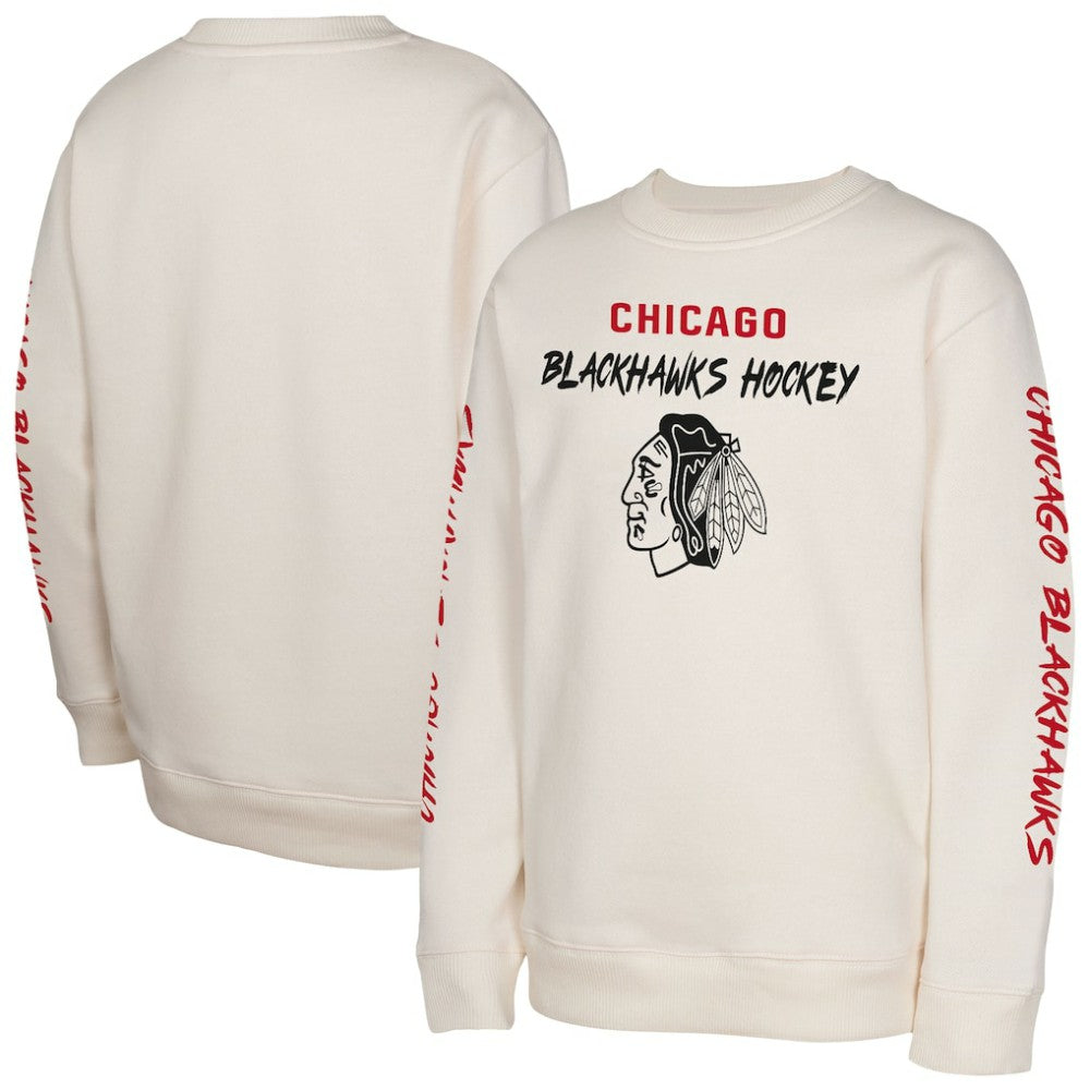 Chicago Blackhawks Youth Star Power Pullover Sweatshirt - Cream - NHL 202034694