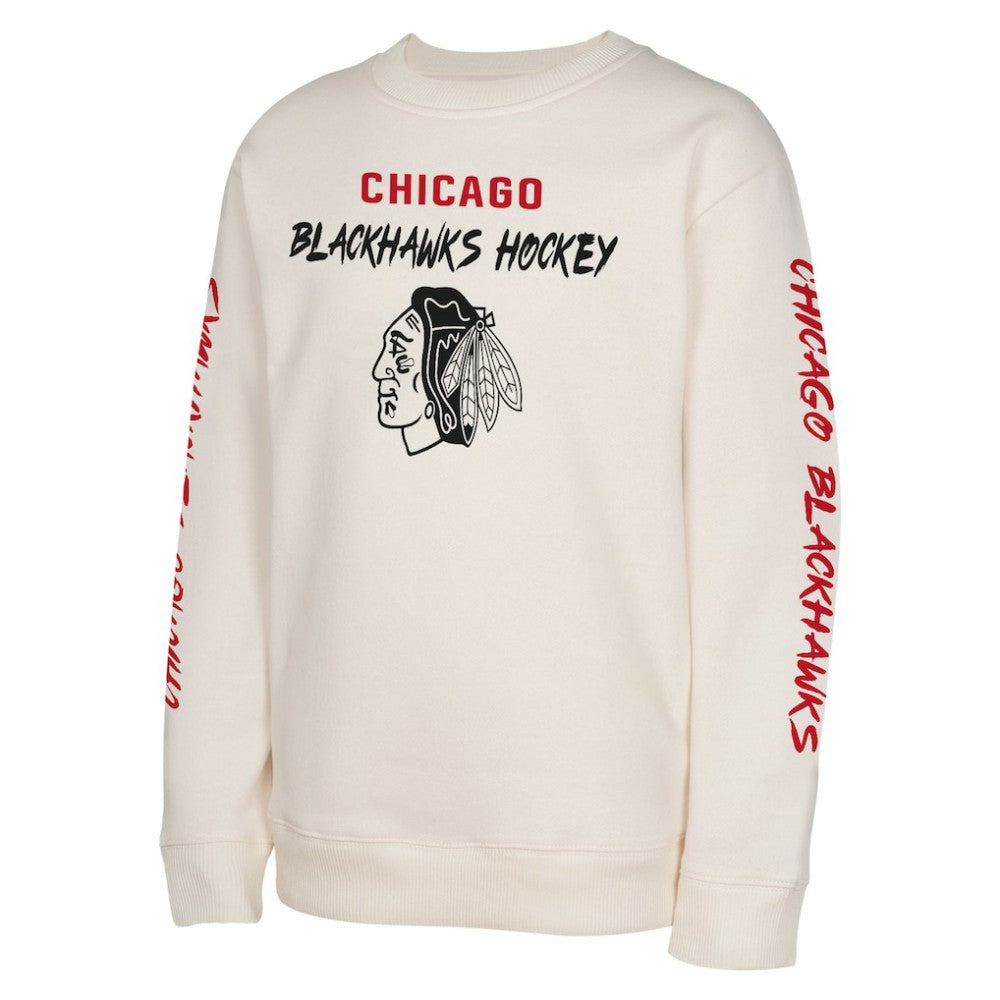 Chicago Blackhawks Youth Star Power Pullover Sweatshirt - Cream - NHL 202034694