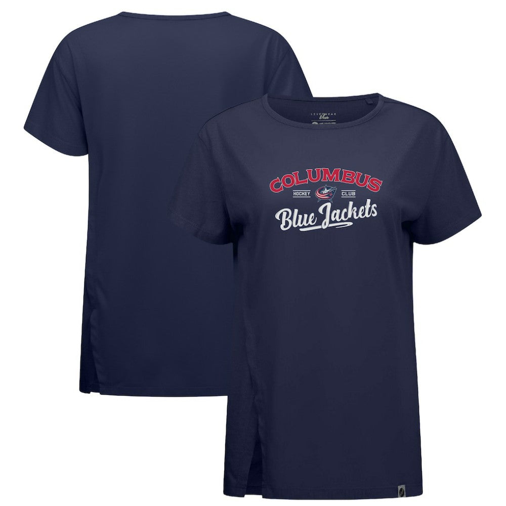 Columbus Blue Jackets Levelwear Women's Influx Ice Wall T-Shirt - Navy - NHL 202038886