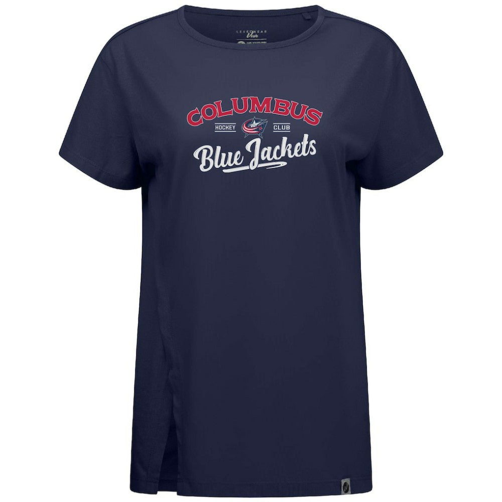 Columbus Blue Jackets Levelwear Women's Influx Ice Wall T-Shirt - Navy - NHL 202038886