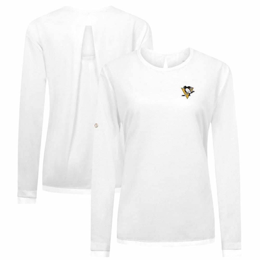 Pittsburgh Penguins Levelwear Women's Sequoia Primary Logo Long Sleeve T-Shirt - White - NHL 202038931