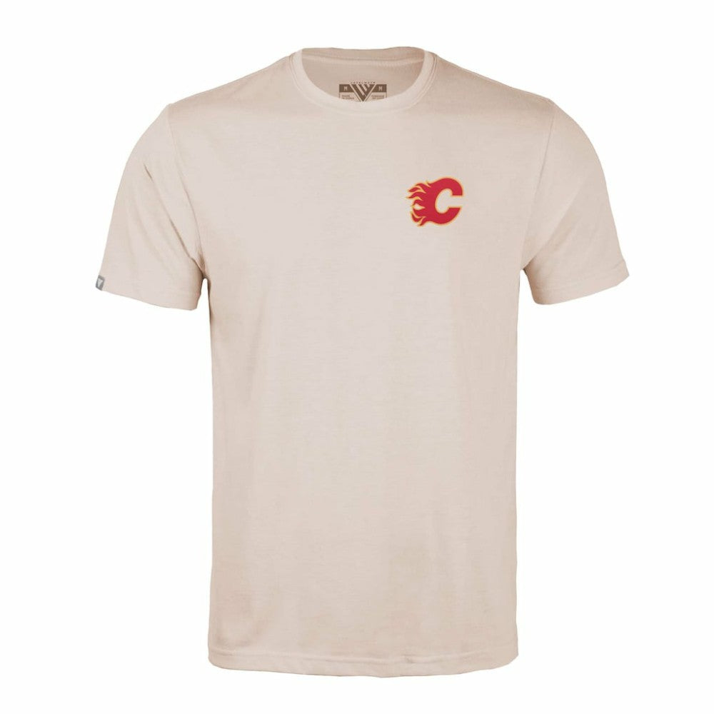 Calgary Flames Levelwear Richmond Stained Glass T-Shirt - Khaki - NHL 202038990