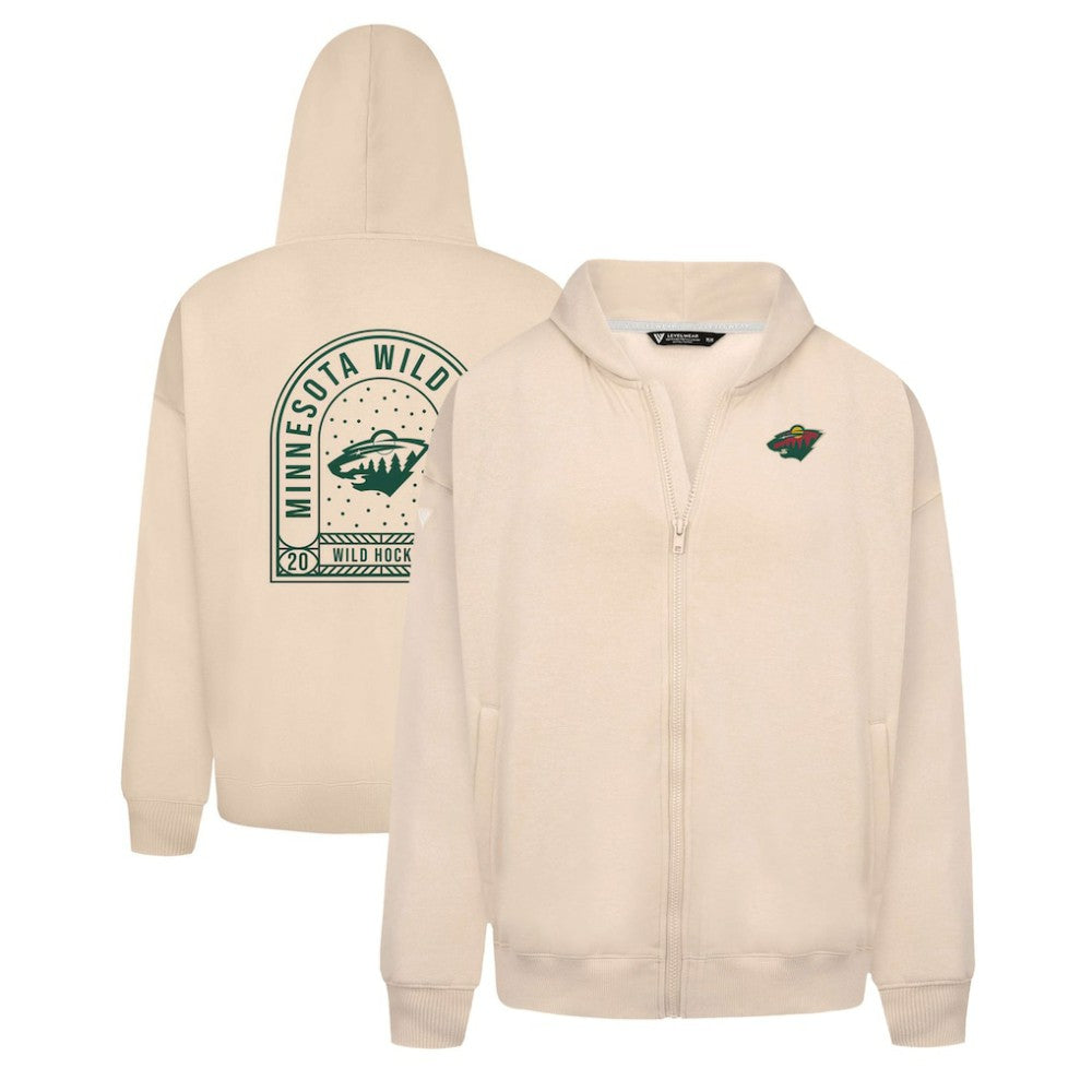 Minnesota Wild Levelwear Uphill Stained Glass Full-Zip Hoodie Jacket - Khaki - NHL 202039347