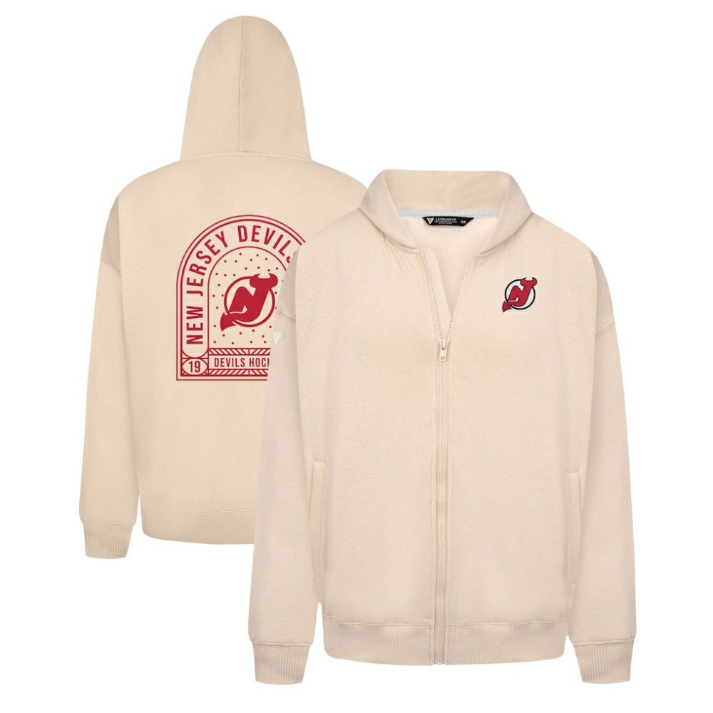 New Jersey Devils Levelwear Uphill Stained Glass Full-Zip Hoodie Jacket - Khaki - NHL 202039354