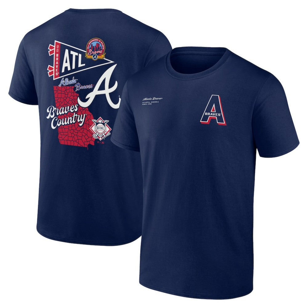 Atlanta Braves Split Zone T-Shirt - Navy - MLB on Sale