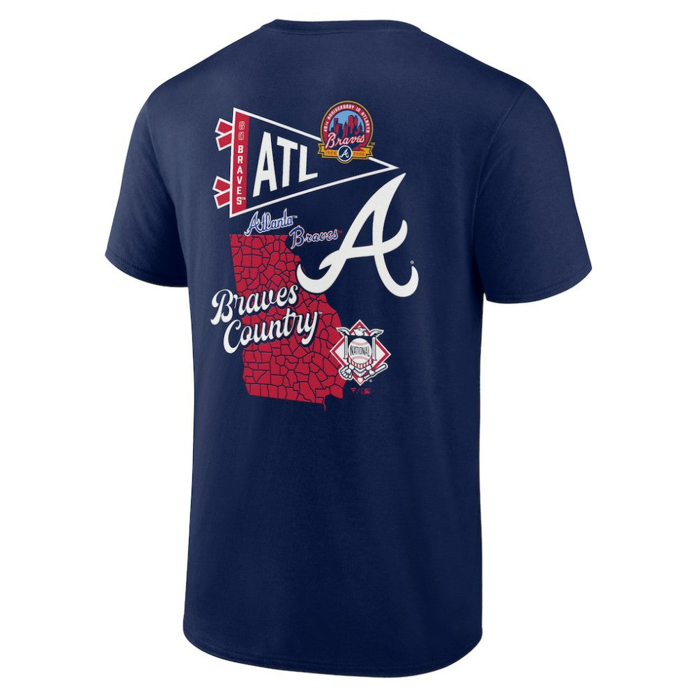Atlanta Braves Split Zone T-Shirt - Navy - MLB on Sale