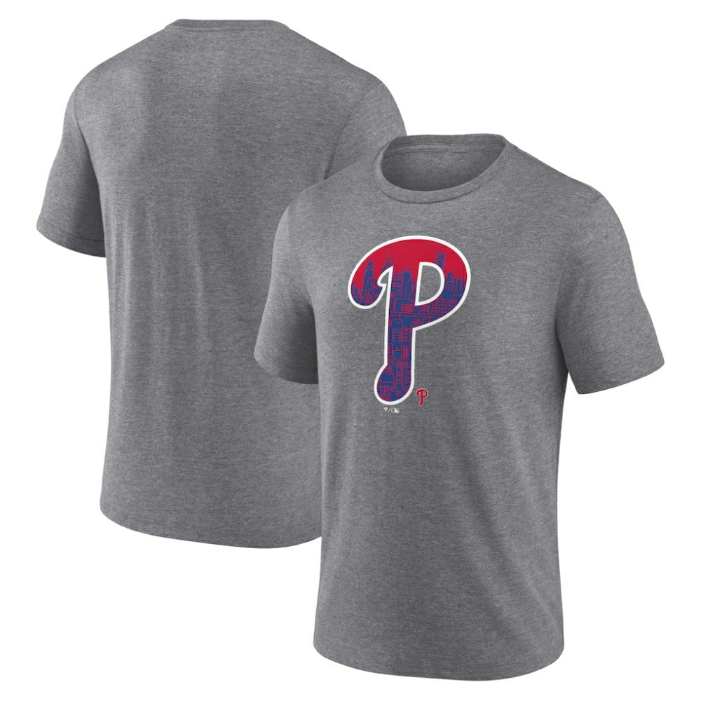 Philadelphia Phillies City P Tri-Blend T-Shirt - Heather Gray - MLB Sale
