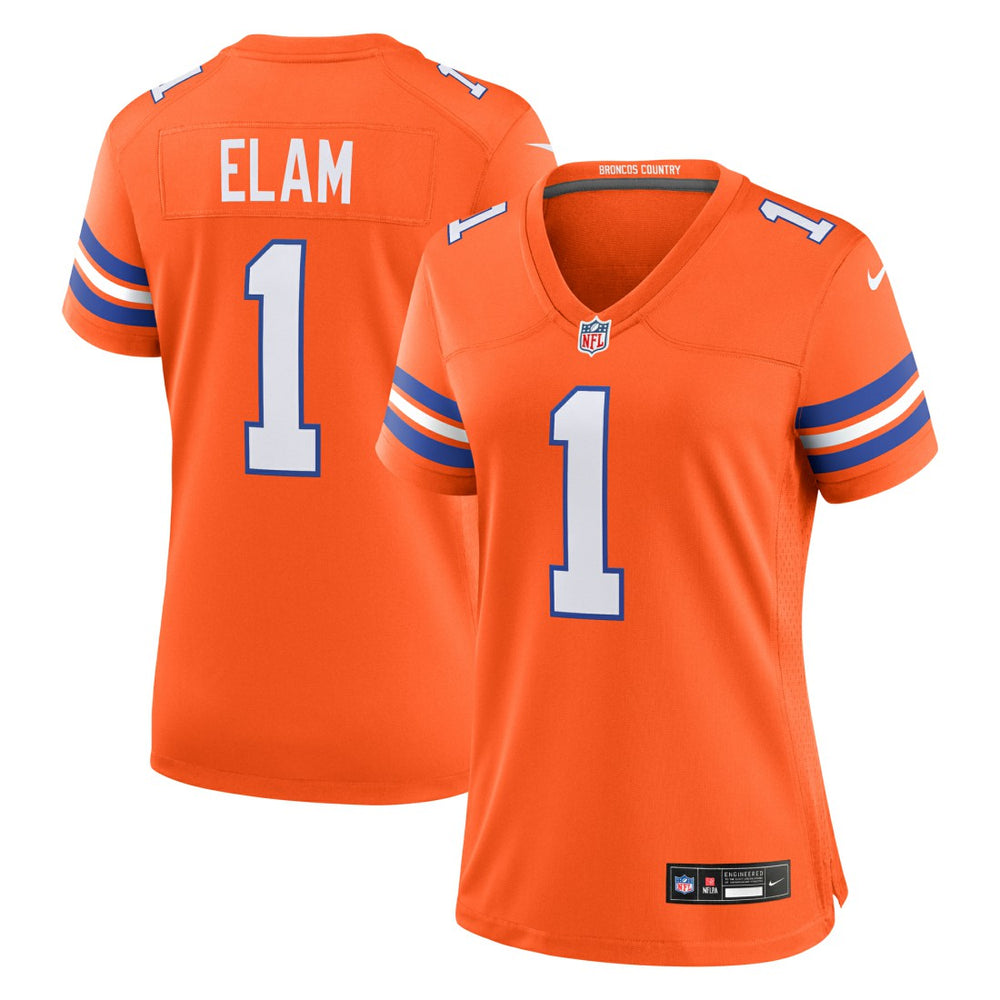Nike Jason Elam Denver Broncos Women's Mile High Collection 1977 Throwback Retired Player Game Jersey Orange