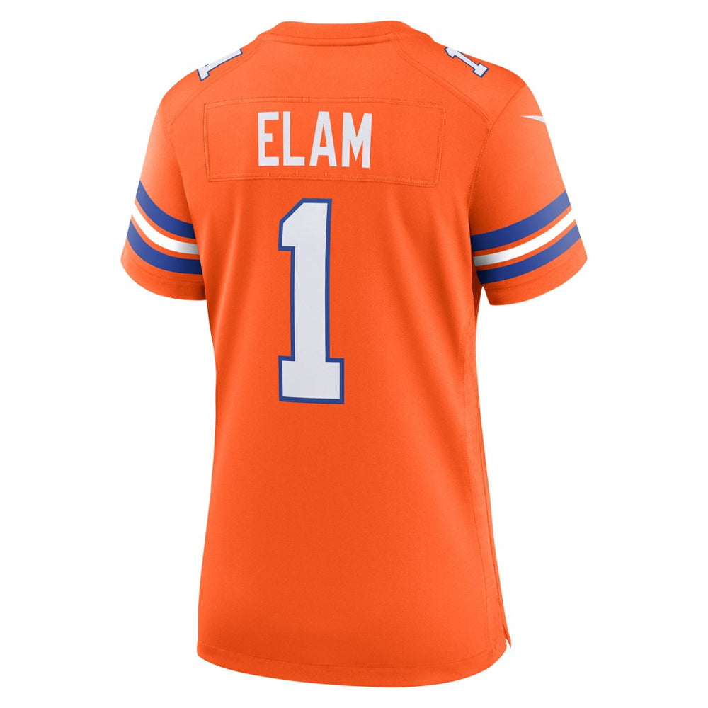 Nike Jason Elam Denver Broncos Women's Mile High Collection 1977 Throwback Retired Player Game Jersey Orange