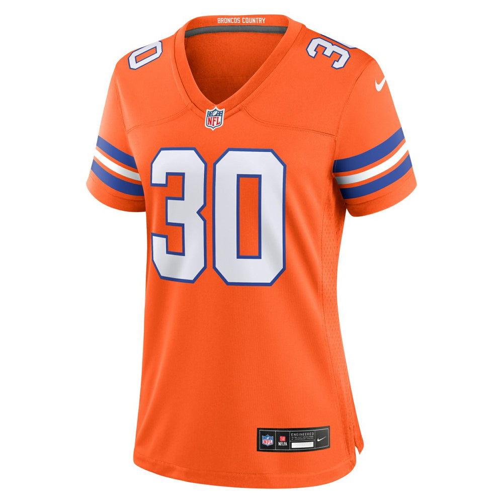 Nike Terrell Davis Denver Broncos Women's Mile High Collection 1977 Throwback Retired Player Game Jersey Orange