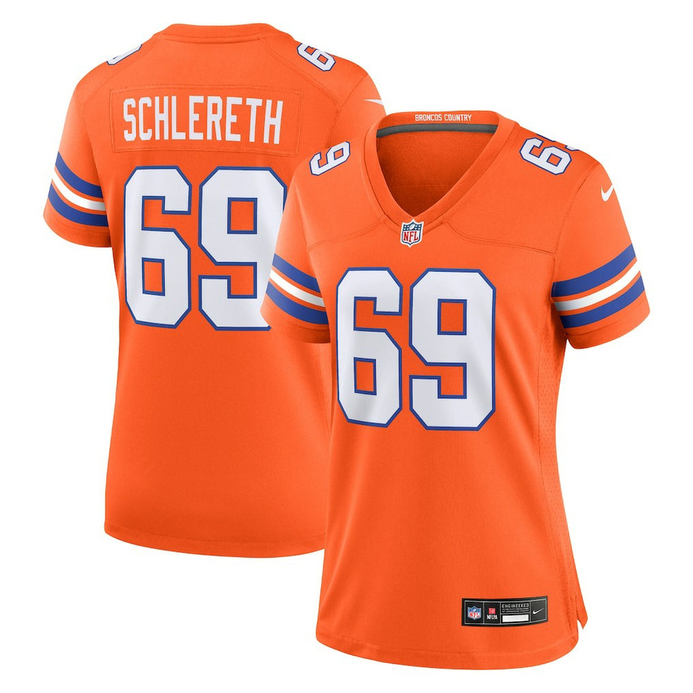 Nike Mark Schlereth Denver Broncos Women's Mile High Collection 1977 Throwback Retired Player Game Jersey Orange