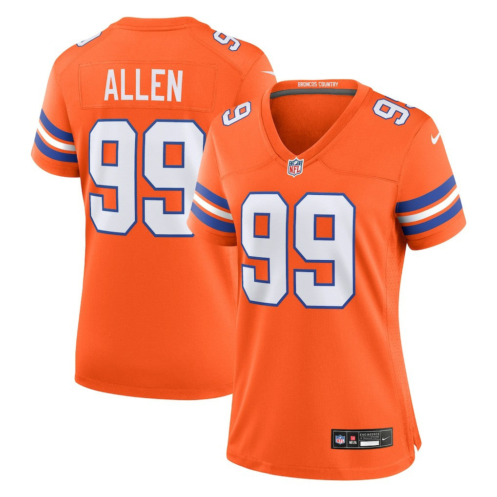 Nike Zach Allen Denver Broncos Women's Mile High Collection 1977 Throwback Player Game Jersey Orange