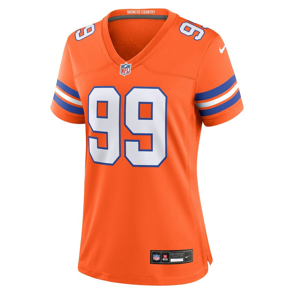 Nike Zach Allen Denver Broncos Women's Mile High Collection 1977 Throwback Player Game Jersey Orange