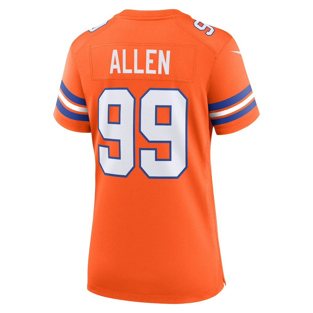Nike Zach Allen Denver Broncos Women's Mile High Collection 1977 Throwback Player Game Jersey Orange