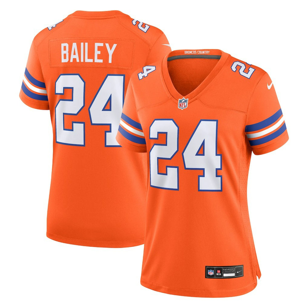 Nike Champ Bailey Denver Broncos Women's Mile High Collection 1977 Throwback Retired Player Game Jersey Orange