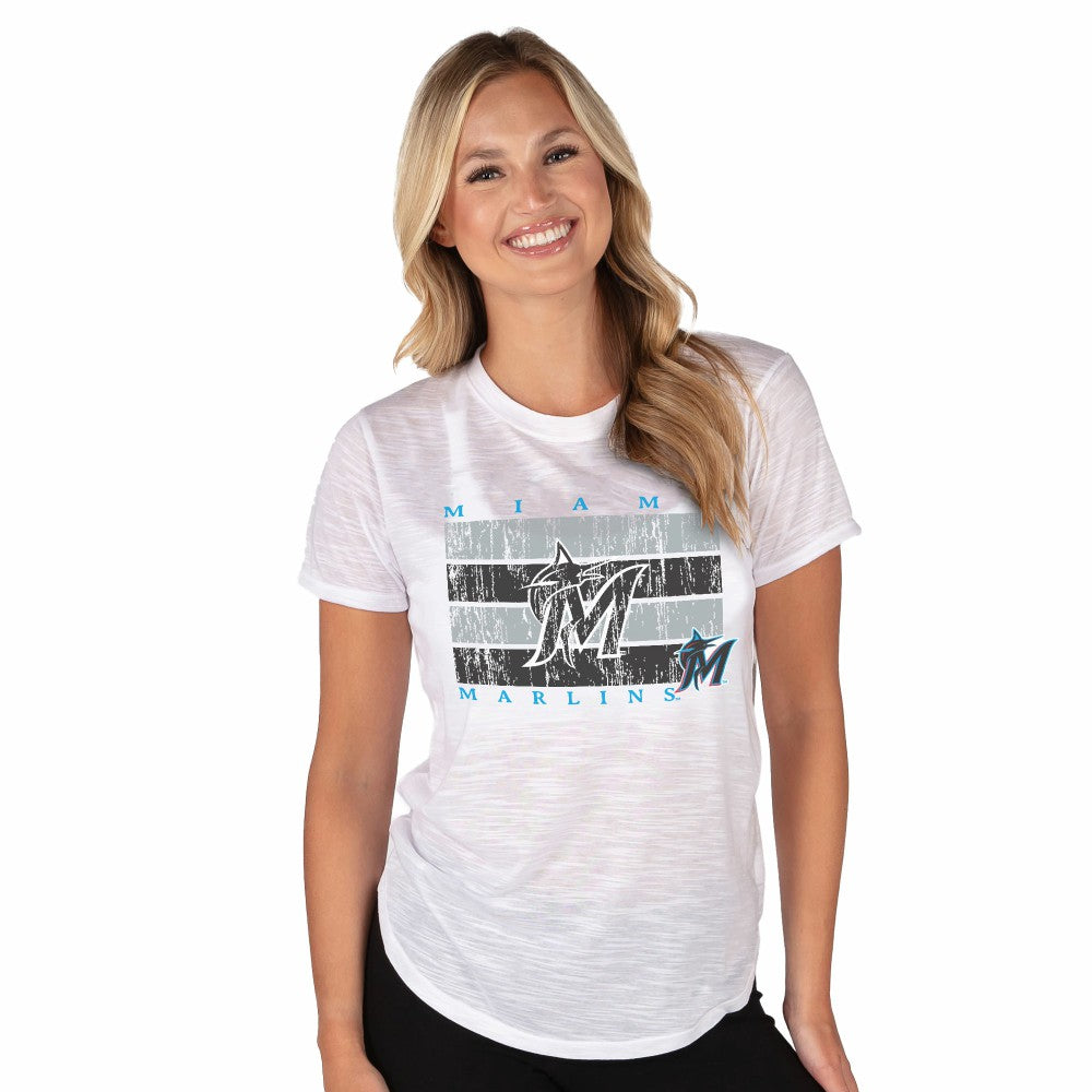 Miami Marlins Concepts Sport Women's Infuse Knit Top - White - MLB on Sale