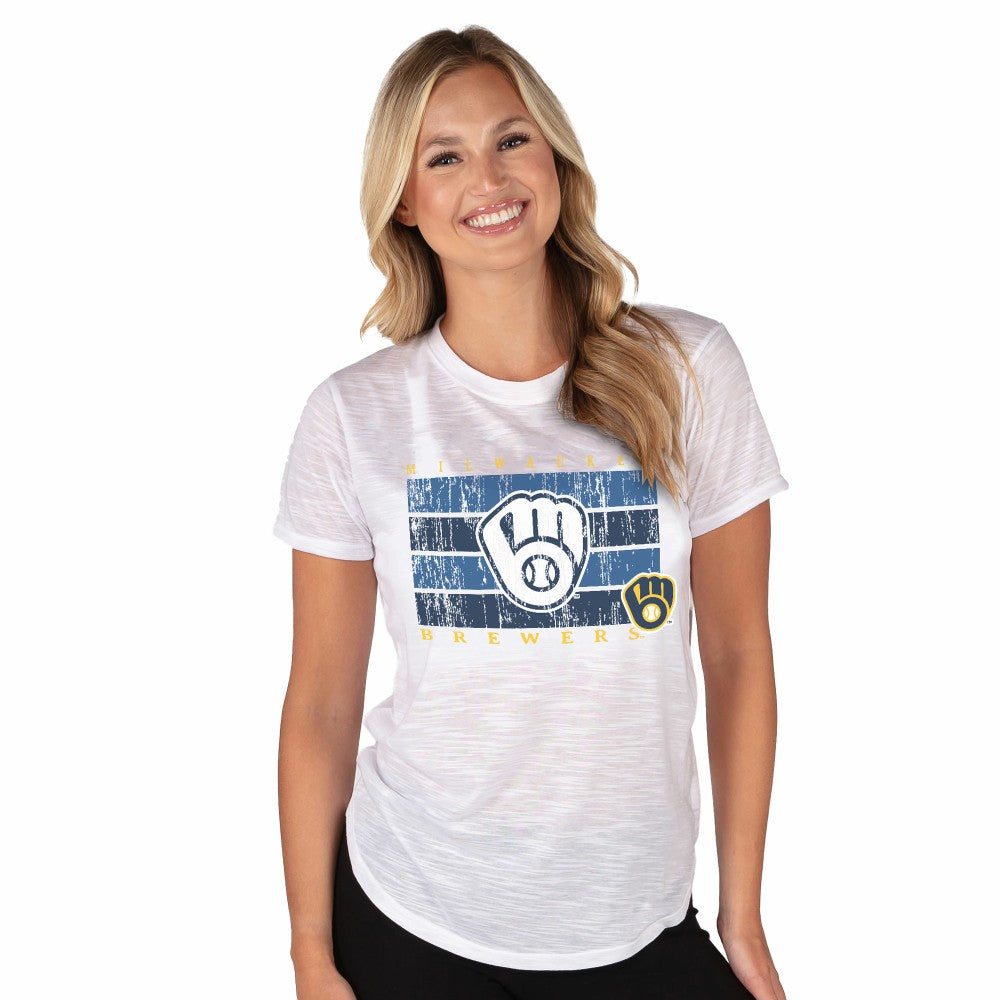 Milwaukee Brewers Concepts Sport Women's Infuse Knit Top - White - MLB Sale