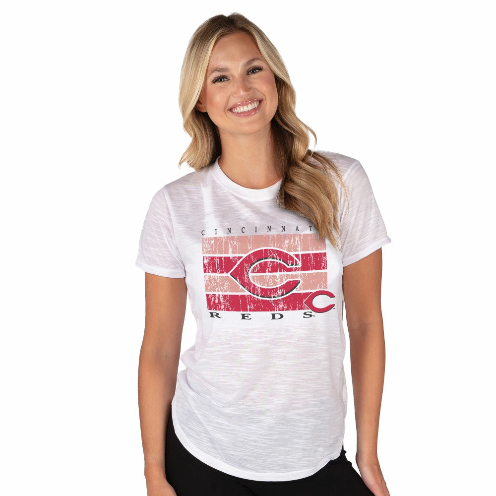 Cincinnati Reds Concepts Sport Women's Infuse Knit Top - White - MLB Discount