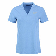 Kansas City Royals Cutter & Buck Women's Forge Stretch Blade DryTec V-Neck Polo - Heather Light Blue - MLB Lifestyle