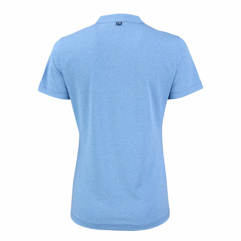 Kansas City Royals Cutter & Buck Women's Forge Stretch Blade DryTec V-Neck Polo - Heather Light Blue - MLB Lifestyle
